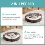 Cat Bed with Hooded Blanket, Round Fluffy Anti-Anxiety Pet Bed for Cats/Toy Breed Dogs, Cozy Donut Cuddler with Machine Washable Faux Fur & Anti-Slip Bottom(20"×20"×6",Grey) - Image 4