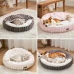 Cat Bed with Hooded Blanket, Round Fluffy Anti-Anxiety Pet Bed for Cats/Toy Breed Dogs, Cozy Donut Cuddler with Machine Washable Faux Fur & Anti-Slip Bottom(20"×20"×6",Grey) - Image 7