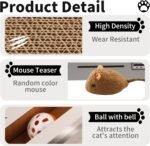 Cat Scratcher Laptop Computer with Fluffy 'Mouse' Interactive Toys, Paw Over Social Media & Catch up on The Mews, Kitten Toys & Cat Scratch Pads - Image 4