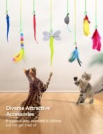 Cat Toys for Indoor Cats with LED Lights,Electric Interactive Cat Toys Set 9pcs,Hands-Free, FEELNEEDY USB Rechargeable Exerciser Playing Toy,Hanging Automatic Cat Toy,Upper and Lower Retractable - Image 5
