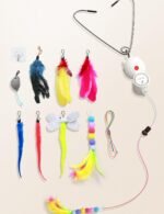 Cat Toys for Indoor Cats with LED Lights,Electric Interactive Cat Toys Set 9pcs,Hands-Free, FEELNEEDY USB Rechargeable Exerciser Playing Toy,Hanging Automatic Cat Toy,Upper and Lower Retractable - Image 8