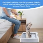 Stainless Steel Reusable Litter Tray Compatible with Pet-Safe Scoop-Free Self-Cleaning Cat Litterbox - Never Absorbs Odor, Stains, or Rusts - Easy Cleaning Litter Tray Replacement - Image 5