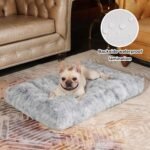 Bedfolks Waterproof Dog Crate Bed,Plush Dog Crate Pad with Removable Cover,Faux Fur Dog Bed for Large Dogs,Fluffy Washable Dog Kennel Bed 35"x23",Dark Grey - Image 3