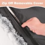 Bedfolks Waterproof Dog Crate Bed,Plush Dog Crate Pad with Removable Cover,Faux Fur Dog Bed for Large Dogs,Fluffy Washable Dog Kennel Bed 35"x23",Dark Grey - Image 5