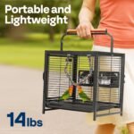 VIVOHOME 19 Inch Wrought Iron Bird Travel Carrier Cage for Parrots Conures Lovebird Cockatiel Parakeets Black - Image 3