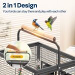 VIVOHOME 19 Inch Wrought Iron Bird Travel Carrier Cage for Parrots Conures Lovebird Cockatiel Parakeets Black - Image 5