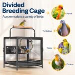 VIVOHOME 19 Inch Wrought Iron Bird Travel Carrier Cage for Parrots Conures Lovebird Cockatiel Parakeets Black - Image 7