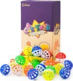 CHIWAVA 45PCS 1.6'' Cat Toy Ball with Bell Plastic Lattice Jingle Balls Kitten Chase Pounce Rattle Toy Assorted Color - Image 3