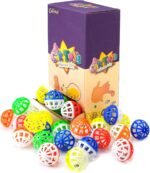 CHIWAVA 45PCS 1.6'' Cat Toy Ball with Bell Plastic Lattice Jingle Balls Kitten Chase Pounce Rattle Toy Assorted Color - Image 4