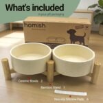 Elevated Dog Bowl & Cat Dish 27oz – Raised Ceramic Pet Food and Water Bowls with Bamboo Stand, Feeding Station for Small & Medium Pets, Prevents Neck Strain – Durable, Premium Quality - Image 7
