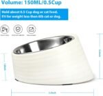 Slanted Small Cat Food Bowl 0.5 Cup, 15° Tilted Stainless Steel Mini Dog Puppy Food Bowl, Non-Slip & Non-Spill Small Kitten Pet Feeder with Elevated Detachable Melamine Stand, Easy to Get Food - Image 3