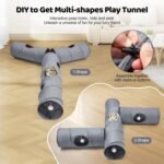 Odoland Cat Tunnel with 3 Straight Shapes, Collapsible DIY Pet Tube Tunnel with Teaser Wands & Plush Balls, Sturdy and Breathable Linen Fabric for Indoor Cats,Puppy and Rabbits - Image 3