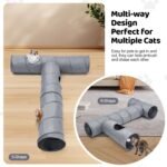 Odoland Cat Tunnel with 3 Straight Shapes, Collapsible DIY Pet Tube Tunnel with Teaser Wands & Plush Balls, Sturdy and Breathable Linen Fabric for Indoor Cats,Puppy and Rabbits - Image 5