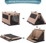 PETSFIT Soft Sided Dog Crate - 100L x 64W x 64H cm Lightweight, Easy Setup, Sturdy, Adjustable Framework with 3 Mesh Door, Portable Dog Kennel, Khaki - Image 7