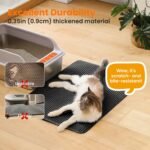 Extra Large Cat Litter Mat, 75x55cm Honeycomb Double Layer Cat Litter Mat Trapper, Non Slip Waterproof Urine Proof Cat Litter Box Mat for Floor, Cat Supplies and Essentials, Black - Image 6