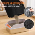 Extra Large Cat Litter Mat, 75x55cm Honeycomb Double Layer Cat Litter Mat Trapper, Non Slip Waterproof Urine Proof Cat Litter Box Mat for Floor, Cat Supplies and Essentials, Black - Image 7