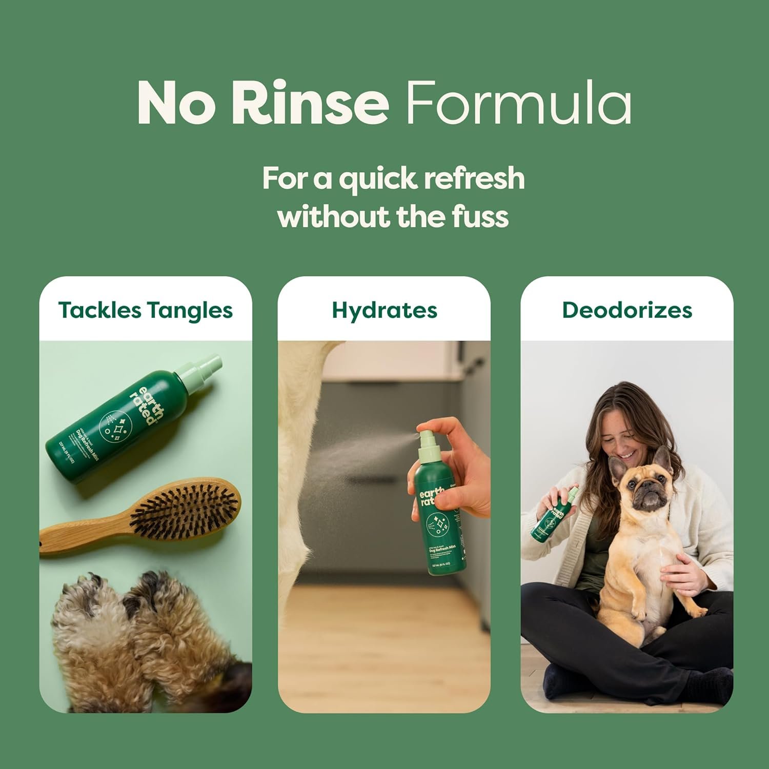 Earth Rated (A Canadian Company), Dog Deodorizing Spray, Conditioning & Odor-Eliminating Dog & Puppy Perfume and Cologne, for All Coat Types, White Tea & Basil Scent, 236 ml - Image 4