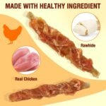 Beefhide Dog Chews Chicken Wrapped, Natural Dental Sticks for Teeth Cleaning, Long Lasting Treat for Small & Medium Dogs, 4.7 inch - Image 3