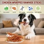Beefhide Dog Chews Chicken Wrapped, Natural Dental Sticks for Teeth Cleaning, Long Lasting Treat for Small & Medium Dogs, 4.7 inch - Image 4
