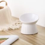 Small Ceramic Raised Cat Bowls - Tilted Elevated Cat Food Bowl - Anti Vomiting Cat Feeding Bowls - Stress Free Shallow Cat Bowl - 4.7 inch Cute Kitten Bowls - Microwave and Dishwasher Safe - 4.4 oz - Image 6