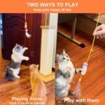 Cat Toys for Indoor Toys,Rainbow Cat Wand Toys,Feather Flips Plush Ball Cat Toys,Interactive Real Feather Cat Toy for Teaser Play and Chase Exercise with Kitten 5 Pack (Color) - Image 7