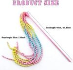 KABASI Cat Wand Toys, 4PCS Interactive Plush Srtip Cats String Teasing Stick with Bells for Kitten, Colorful Sturdy Pole Cat Toys for Having Fun Indoor Playing - Image 3