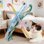 KABASI Cat Wand Toys, 4PCS Interactive Plush Srtip Cats String Teasing Stick with Bells for Kitten, Colorful Sturdy Pole Cat Toys for Having Fun Indoor Playing - Image 8
