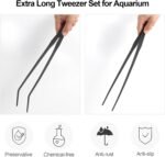 Aquarium Tweezers Extra Long 15 inches Feed Tong Clamps - FEITA Straight and Curved Stainless Steel 38cm Tweezers Set for Fish Tank Plants Aquascape Tools & Reptile Feeding Tongs - Black 2Pcs - Image 4