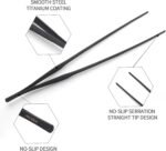 Aquarium Tweezers Extra Long 15 inches Feed Tong Clamps - FEITA Straight and Curved Stainless Steel 38cm Tweezers Set for Fish Tank Plants Aquascape Tools & Reptile Feeding Tongs - Black 2Pcs - Image 5