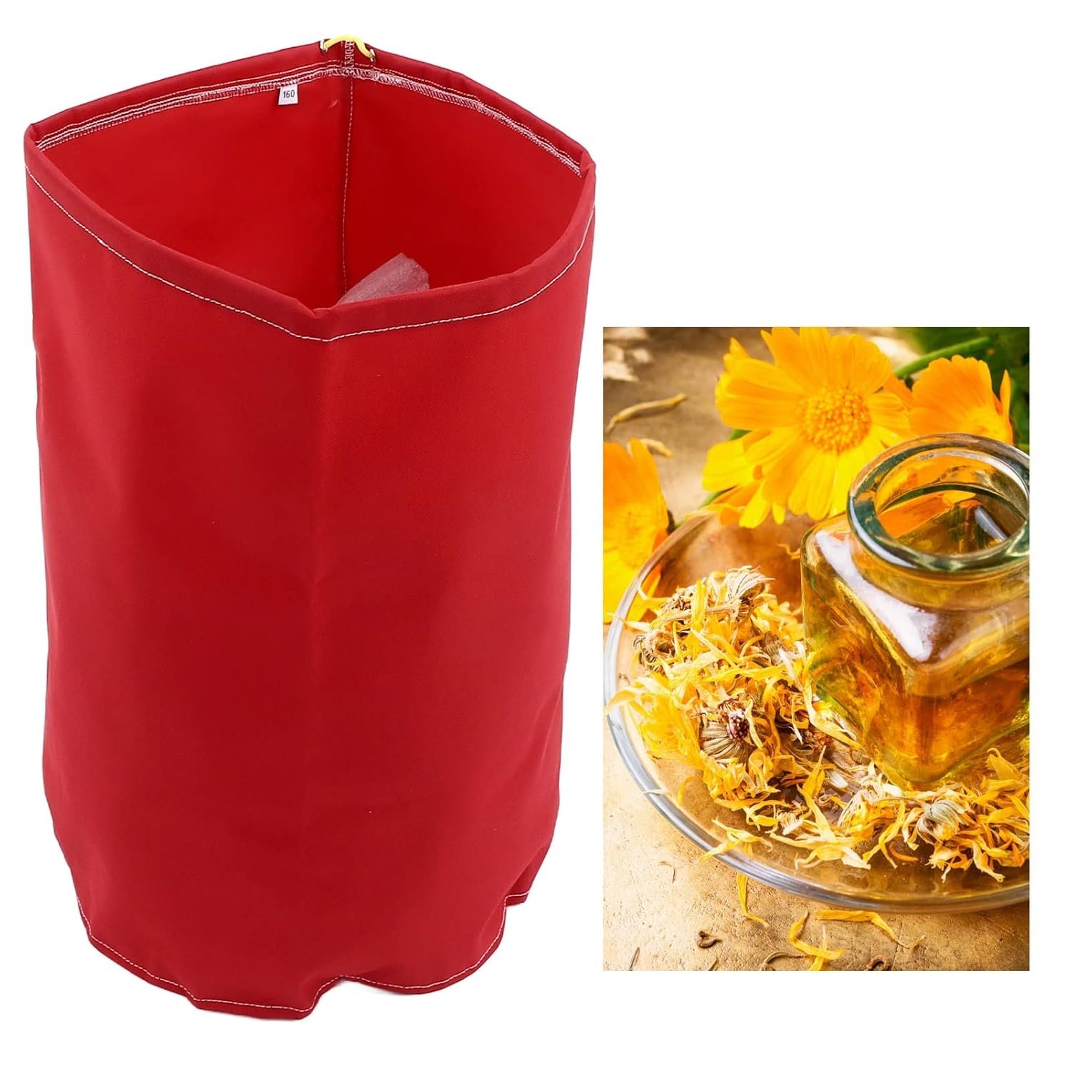 Gonetre 5 Gallons Filter Bag Heavy Duty Plant Essential Oil Extraction Kit with Drawstring for Sugar Production Herbal Filtration Polyester 160um 30cm Diameter 45cm Height - Image 3