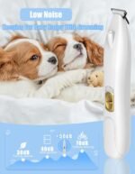 KIKETECH Cordless Dog Paw Trimmer - Low Noise LED Dog Clippers, Pearwhite - Image 4