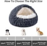 Dog Bed Round Hooded Plush Cat Cave Self Warming Pet Bed Donut Anti Anxiety Fluffy Pet Bed for Puppy and Kitty - Image 6