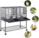 YAHEETECH 41.5" Stackable Divided Breeder Breeding Parakeet Bird Cage for Canaries Cockatiels Lovebirds Finches Budgies Small Parrots with Rolling Stand, Black - Image 4