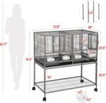 YAHEETECH 41.5" Stackable Divided Breeder Breeding Parakeet Bird Cage for Canaries Cockatiels Lovebirds Finches Budgies Small Parrots with Rolling Stand, Black - Image 5