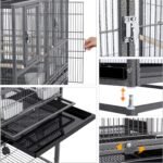 YAHEETECH 41.5" Stackable Divided Breeder Breeding Parakeet Bird Cage for Canaries Cockatiels Lovebirds Finches Budgies Small Parrots with Rolling Stand, Black - Image 7