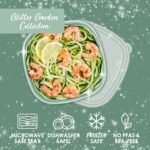 Bentgo Prep - 1-Compartment Bowls with Custom Fit Lids - Reusable, Microwaveable, Durable, PFAS & BPA-Free, Freezer and Dishwasher Safe Meal Prep Food Storage - 10 Bowls & 10 Lids (Sage Leaf Glitter) - Image 4