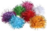 70pcs 3.5cm Glitzy Tinsel Sprayed Pompoms Balls Cat Toys Premium Quality Attractive Design - Image 3
