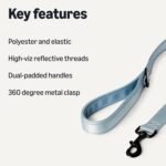 Amazon Basics Double-Sided Reflective Dog Leash with Dual Padded Handles and D-Ring, 120 cm, Black/Blue - Image 3