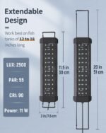 Pawfly Aquarium LED Light with Full Spectrum Brilliant White Blue Red Lights with Daytime & Night Modes and Adjustable Brightness Extendable Aluminum Light for 12 to 18 Inch Fish Tanks - Image 3
