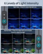 Pawfly Aquarium LED Light with Full Spectrum Brilliant White Blue Red Lights with Daytime & Night Modes and Adjustable Brightness Extendable Aluminum Light for 12 to 18 Inch Fish Tanks - Image 6