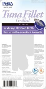 INABA Premium Hand-Cut Grilled Tuna Fillet Cat Treats/Topper with Vitamin E and Green Tea Extract, 14 Grams Each, Pack of 6, Shrimp Broth - Image 8