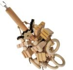 1 Pcs Natural Wood Bird Chewing Toys - Multi-Shaped Wood Blocks for Parrot Cages, Small Bird Chew Toys for Parakeets, Cockatiels, Lovebirds and Medium Parrots - Image 3