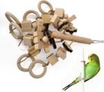 1 Pcs Natural Wood Bird Chewing Toys - Multi-Shaped Wood Blocks for Parrot Cages, Small Bird Chew Toys for Parakeets, Cockatiels, Lovebirds and Medium Parrots - Image 5