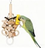1 Pcs Natural Wood Bird Chewing Toys - Multi-Shaped Wood Blocks for Parrot Cages, Small Bird Chew Toys for Parakeets, Cockatiels, Lovebirds and Medium Parrots - Image 7