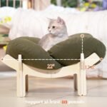 CHEERHOME PETS Elevated Cat Bed Wooden with Cushion Fluffy Pet Couch Sofa for Indoor Cats Raised Kitty Lounge Chair Suitable for Puppy, Cat Furniture(Green) - Image 5