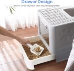 Susire Large Cat Litter Box: Kitty Top Entry Litterbox Tray with Lid - Indoor Cats Foldable Covered Toilet with Drawer - Kitten Closed Potty with Scoop,Easy to Clean - Image 3