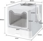 Susire Large Cat Litter Box: Kitty Top Entry Litterbox Tray with Lid - Indoor Cats Foldable Covered Toilet with Drawer - Kitten Closed Potty with Scoop,Easy to Clean - Image 7