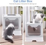 Susire Large Cat Litter Box: Kitty Top Entry Litterbox Tray with Lid - Indoor Cats Foldable Covered Toilet with Drawer - Kitten Closed Potty with Scoop,Easy to Clean - Image 8