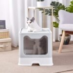Susire Large Cat Litter Box: Kitty Top Entry Litterbox Tray with Lid - Indoor Cats Foldable Covered Toilet with Drawer - Kitten Closed Potty with Scoop,Easy to Clean - Image 9