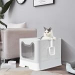 Susire Large Cat Litter Box: Kitty Top Entry Litterbox Tray with Lid - Indoor Cats Foldable Covered Toilet with Drawer - Kitten Closed Potty with Scoop,Easy to Clean - Image 10